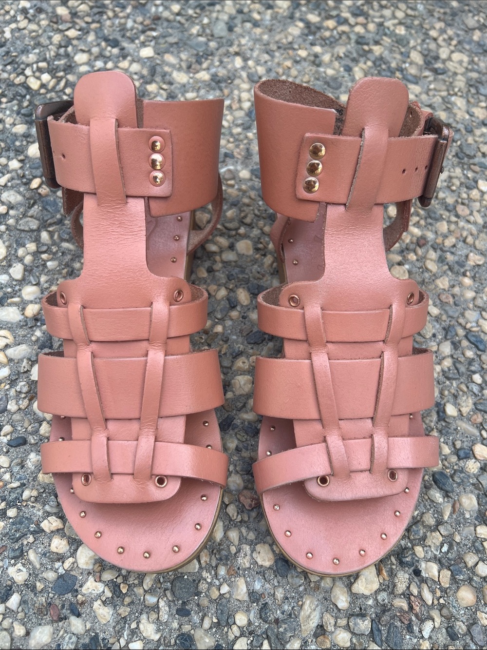 Free People Marianne Wedge Leather Gladiator Sandals
